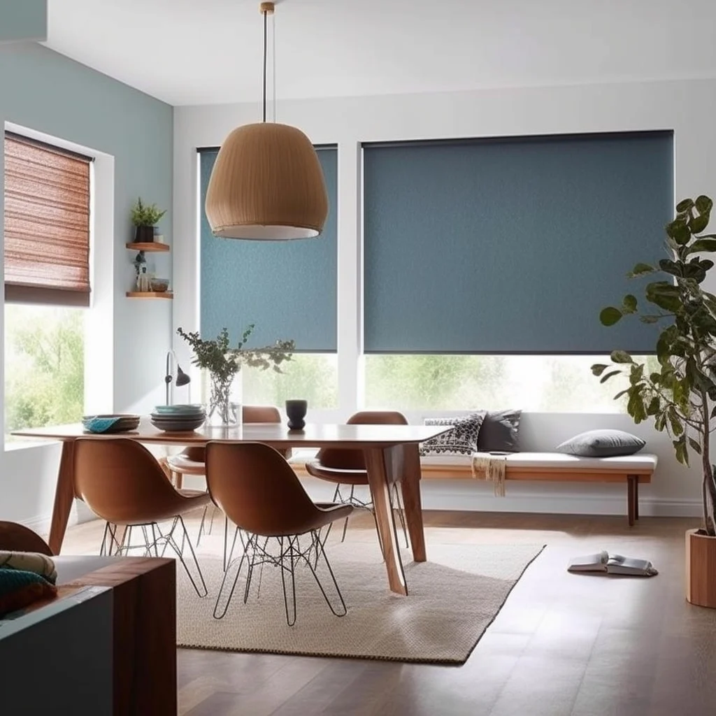 Roller blinds installation in a modern interior